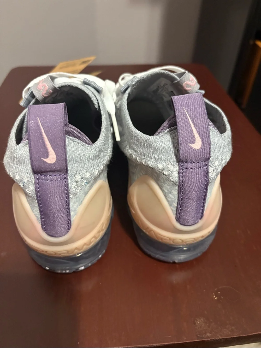 Nike Kids Light Gray Knit Sneakers with Pink & Lavender Accents